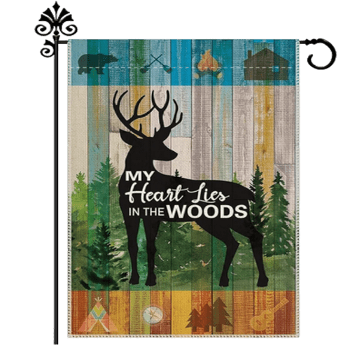 My heart lies in the woods camping flag